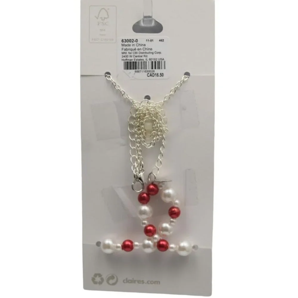 Claires Glitter Heart Girls Jewelry Set Ring Bracelet Necklace Faux Pearls